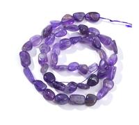 LPLPL Perles rondes en pierres précieuses naturelles, pépites de citrine ovales, pierres précieuses naturelles de 6 à 8 mm, environ 39,4 cm, for la fabrication de bijoux DIY(Purple Amethyst)