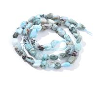 LPLPL Perles rondes en pierres précieuses naturelles, pépites de citrine ovales, pierres précieuses naturelles de 6 à 8 mm, environ 39,4 cm, for la fabrication de bijoux DIY(Larimar)