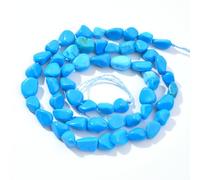 LPLPL Perles rondes en pierres précieuses naturelles, pépites de citrine ovales, pierres précieuses naturelles de 6 à 8 mm, environ 39,4 cm, for la fabrication de bijoux DIY(Blue Turquoise)