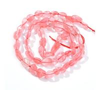 LPLPL Perles rondes en pierres précieuses naturelles, pépites de citrine ovales, pierres précieuses naturelles de 6 à 8 mm, environ 39,4 cm, for la fabrication de bijoux DIY(Cherry Quartz)