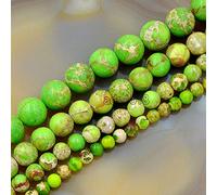 LPLPL Perles rondes en pierres précieuses naturelles, perles rondes en jaspe sédimentaire marin naturel, 40,6 cm, 4 mm - 12 mm (6 mm, rouge)(Light Green,6mm)