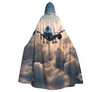 LPLSNWS Cape à capuche Avion dans le ciel pour adultes, adaptée pour les événements festifs, les activités de jeu de rôle et les fêtes de vacances.