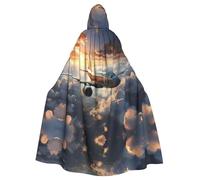LPLSNWS Cape à capuche pour adulte avec motif avion, adaptée pour les événements festifs, les activités cosplay et les fêtes de vacances.