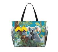 LPLSNWS Deux koalas heureux sac de voyage en toile à motifs de koalas - Sac de rangement durable pour les vacances, le camping, le shopping et les déménagements.