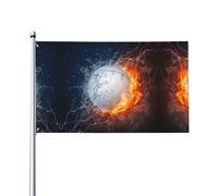 LPLSNWS Drapeau de volleyball Ice and Fire, noir, 152 x 91 cm, polyester, double face, décoration extérieure