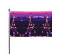 LPLSNWS Drapeau Paris Rose Dégradé Violet et Rose 0.9x1.5m Thème Tour Eiffel Polyester Double Face