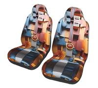 LPLSNWS Lot de 2 housses de siège de voiture colorées avec motif cube imprimé, adaptées pour berlines/camions/bus/ferry