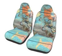 LPLSNWS Lot de 2 housses de siège de voiture imprimées avec carte du monde pour berlines, camions, bus, ferry