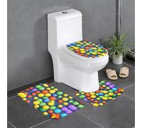 LPLSNWS Lot de 3 tapis de salle de bain antidérapants avec boules colorées, essentiels pour une vie confortable dans les salles de bains, les chambres et les cuisines.