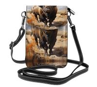 LPLSNWS Petit portefeuille pour téléphone portable avec bandoulière réglable Motif troupeau de bison d'Amérique du Nord