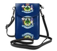 LPLSNWS Petit sac à bandoulière pour téléphone portable, sac à rabat en cuir imprimé drapeau de l'État du Maine