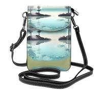 LPLSNWS Petit sac à bandoulière pour téléphone portable, sac à rabat en cuir imprimé Tranquil Lakes