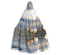 LPLSNWS Seashells On The Beach Printed Adult Hooded Cape, Unisexe, Ideal for Convention, Party, Cosplay Costumes