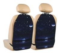 LPLSNWS Serene Blue Night View Lot de 2 protections de dossier de siège de voiture imprimées avec poches de rangement, adaptées pour les enfants et les voyages en famille