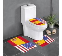 LPLSNWS Tapis de salle de bain antidérapant avec drapeau américain de l'Espagne - Ensemble de 3 pièces, essentiel pour une vie confortable dans la salle de bain, la chambre et la cuisine.