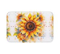 LPLSNWS Tapis de salle de bain imprimé tournesol jaune à l'huile, bord bordé, antidérapant, 40 x 60 cm, convient pour l'entrée, la buanderie, les toilettes.