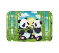 LPLSNWS Tapis de sol absorbant antidérapant 40 x 60 cm - Deux pandas heureux imprimés pour salle de bain/buanderie