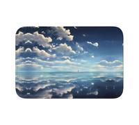 LPLSNWS Tapis de sol absorbant antidérapant 40 x 60 cm - Nuages blancs sur la mer - Tapis de sol absorbant pour salle de bain/buanderie