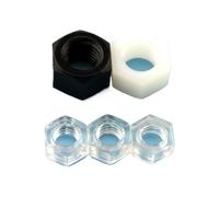 LPMPCZKZGF Écrous hexagonaux M2 M2.5 M3 M4 M5 M6 M8 M10 M12 en acrylique transparent, noir et blanc, nylon, plastique, filetage métrique, isolés Boulons et écrous(Wit,50pcs M4)
