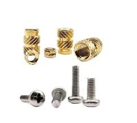 LPMPCZKZGF Kit de vis et écrous moletés en laiton et cuivre sergé M1.4 M1.6 M2 M2.5 M3 M4 M5 M6, for injection thermofusible, impression 3D Boulons et écrous(M6 90pcs)