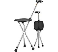 LPNCBUDC Tabouret de Canne de Marche avec béquilles, réglable avec lumières, poignée de Massage, Tabouret de pêche Portable léger adapté aux Hommes, Femmes et vieillards Solide/Noir/comme montré