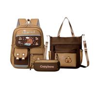 Lpoppcx 3 Pièces Capybara Sac À Dos Enfant, Sacs Scolaires Pour Étudiant Grande Capacité Avec Bande Réfléchissante, Trousse Et Sac À Bandoulière, Pour Les Livres, La Papeterie Et Les Voyages