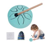 Lpoppcx A-Key Tambour de pluie pour adultes, tambour de méditation à 6 notes, tambour de méditation de 3", instrument de percussion manuel avec carnet de notes pour divertissement, concert