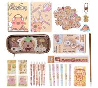 Lpoppcx Capybara Fournitures scolaires | Stylo Sac Carnet de Notes Autocollant, Dessin Animé Sac à Crayons Fournitures Scolaires - Pour Adolescents Filles École Bureau à Domicile Étude Travail