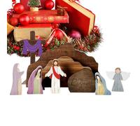 Lpoppcx Crèche de Noël | Ornements en Bois du Tombeau De Jésus | Décoration en Bois Tombeau de Jésus de Table - pour Plateau, Bibliothèque, Table De Chevet, Maison, Église, Adulte, Famille,
