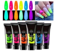 Lpoppcx Vernis Gel à Séchage UV, Gel Prolongateur Ongles Luminescent, 6 Teintes Longue Tenue Extension Pailletées Manucure Femme Fille