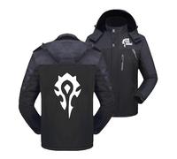 LPPALsjd Veste De Montagne pour Homme pour The Horde Imprimé Capuche Amovible Vêtements D'extérieur Coutures Épaisses Coupe-Vent Fermeture Éclair Complète -Black||XL