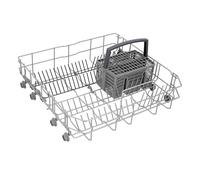 LPPP Panier inférieur compatible avec Bosch Siemens lave-vaisselle 20006942 | Panier avec panier à couverts, argenté, métal, 6 picots rabattables, remplace 20002904, 00688642, 528×515×210 mm