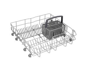 LPPP Panier inférieur compatible avec Bosch Siemens lave-vaisselle 20006942 | Panier avec panier à couverts, argenté, métal, 6 picots rabattables, remplace 20002904, 00688642, 528×515×210 mm
