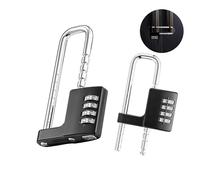 Lpraer Lot de 2 cadenas à combinaison avec longue anse - Combinaison à 4 chiffres - Cadenas à anse réglable pour l'école, la salle de sport, le casier, la clôture, le portail, le refroidisseur, la