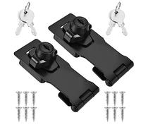 Lpraer Lot de 2 verrous à clé de 10,2 cm à bouton tournant pour petites portes, loquet de sécurité en acier inoxydable, noir