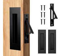 Lpraer Lot de 3 poignées de porte coulissante - Noir - Poignée cachée avec traction des bords - Poignée coquillage - Pour portes coulissantes, porte de grange, porte de hangar, porte en bois