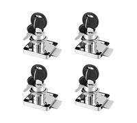 Lpraer Lot de 4 serrures de tiroir à came avec clés, cylindre de 20 mm et finition chromée, avec clés identiques avec 8 clés, serrures de sécurité pour porte de placard, armoire, boîte aux lettres