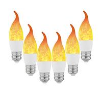 Lpraer Lot de 6 ampoules LED E27 à effet de flamme, 3 modes, lumière vacillante, blanc chaud, pour décoration de fête