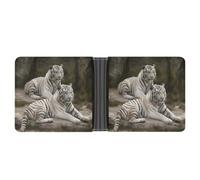 LPSADGF Animal Deer Portefeuille en cuir avec pince à billets pour homme avec 6 emplacements pour cartes, 2 poches cachées, Tigres blancs, Taille unique, Moderne
