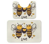 LPSADGF Bee Love Honeys Lot de 2 tapis de bain doux en forme de U 40 x 60 cm - Séchage rapide - Pour salle de bain, baignoire, lavable et super absorbant