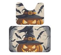 LPSADGF Black Crow - Lot de 2 tapis de bain doux en forme de U - Tapis de toilette doux en forme de U - Tapis de bain à séchage rapide pour salle de bain, baignoire, lavable et super absorbant - 50 x