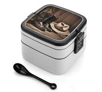LPSADGF Boîte à déjeuner pour femme avec couvercle anti-fuite et boîte à goûter avec chapeau noir de cowboy