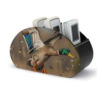 LPSADGF Boîte de rangement pour télécommande en cuir synthétique Motif canards sauvages et arbres - Organiseur de bureau en cuir synthétique - Organiseur de papeterie pour salon et bureau (5