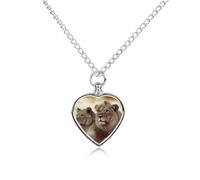 LPSADGF Collier funéraire lion africain et lionne pour animaux de compagnie, collier urne funéraire pour chien et chat avec longue chaîne, collier urne funéraire pour les amoureux des animaux de