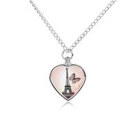 LPSADGF Collier funéraire Paris et papillon pour animaux de compagnie, collier urne funéraire pour chien et chat avec longue chaîne, collier urne funéraire pour les amoureux des animaux