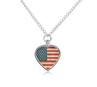 LPSADGF Collier funéraire pour animaux de compagnie avec motif drapeau des États-Unis, collier urne funéraire pour chien et chat avec longue chaîne, collier urne funéraire pour les amoureux des