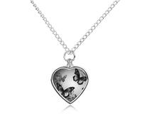 LPSADGF Collier funéraire pour animaux de compagnie avec pendentif en forme de papillon noir et gris avec longue chaîne, collier urne funéraire pour les amoureux des animaux de compagnie
