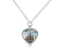 LPSADGF Collier urne funéraire pour animal domestique avec longue chaîne et pendentif en forme de cathédrale Saint-Basile Rouge à Moscou