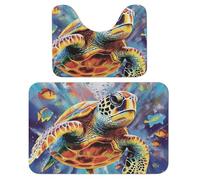 LPSADGF Colorful Sea Turtle_77697424 - Lot de 2 tapis de bain doux en forme de U pour salle de bain, baignoire, lavable et super absorbant, motif tortue de mer 40 x 60 cm