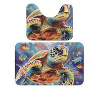 LPSADGF Colorful Sea Turtle_77697424 - Lot de 2 tapis de bain doux en forme de U - Tapis de toilette en forme de U - Tapis de bain à séchage rapide pour salle de bain, baignoire, lavable et super